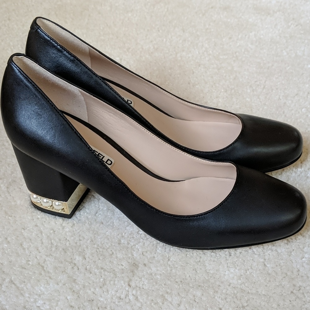NWT Karl Lagerfeld Leather Pumps w/Faux Pearls